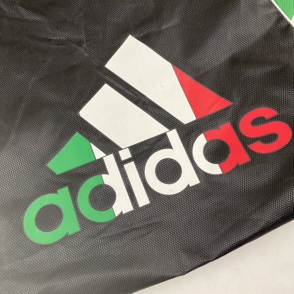 ADIDAS Drawstring Backpack Bag Poly Canvas Lightweight Green Red White Gym - Picture 3 of 6